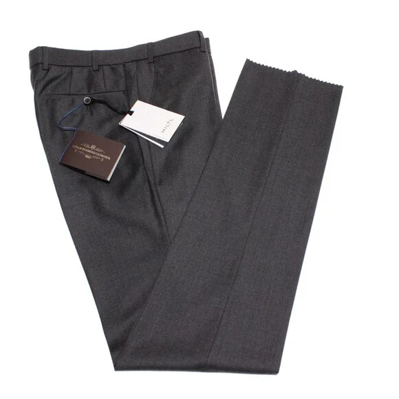 Hiltl NWT DiBiella Dress Pants Size 32 US Contemporary Fit in Gray 100% Wool
